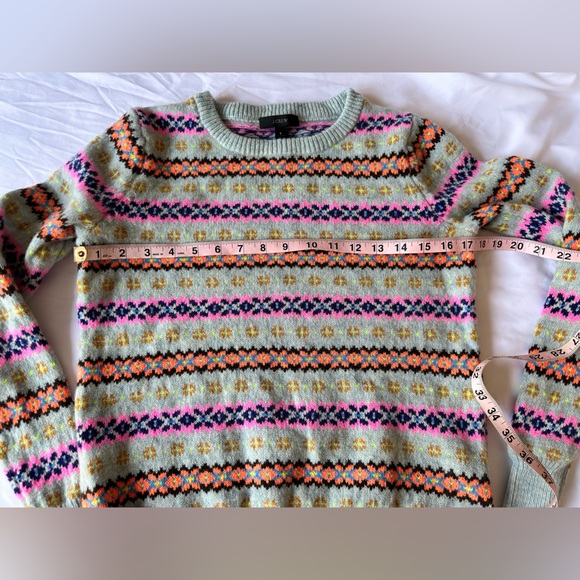 J. Crew lamb wool holiday multi color crewneck sweater small - Picture 6 of 15